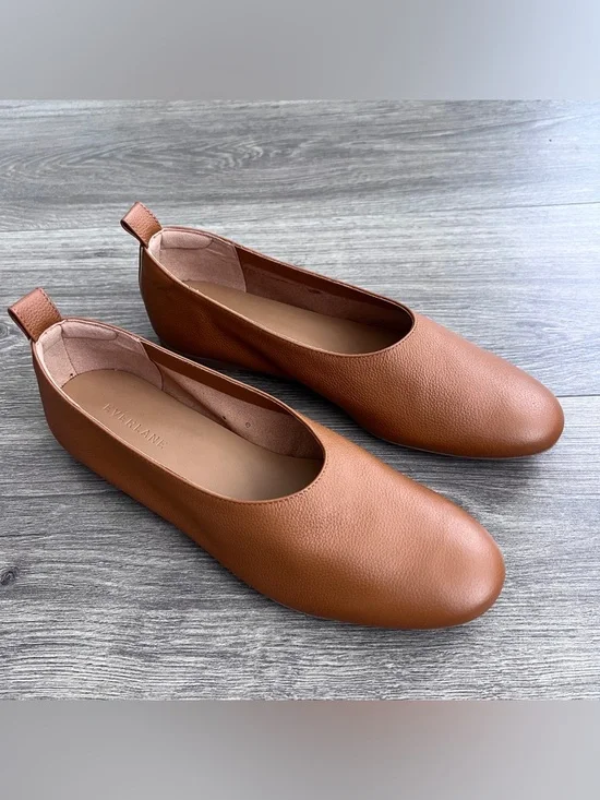 EVERLANE The Italian Leather Day Glove Ballet Flat Size 7 Toasted Almond Brown - Picture 2 of 8